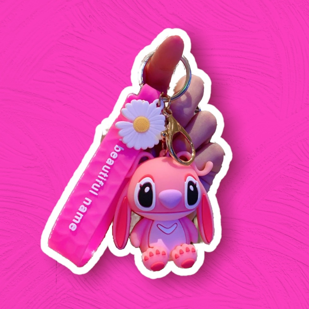 Disney Angel From Stitch Keychain PINK